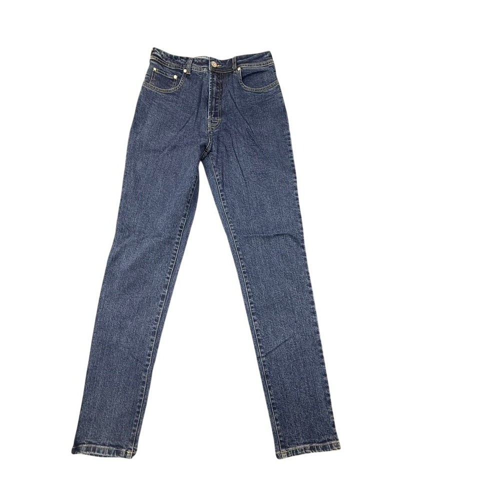 Azzure Denim Womens Straight Leg Jeans Dark Stone Wash High Rise Size 30 1100MB